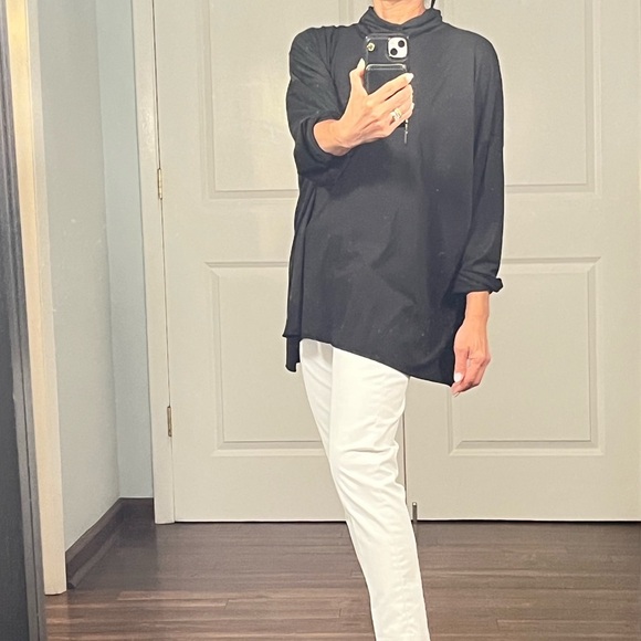 Eskandar black 100% prima cotton turtleneck top - Picture 3 of 11